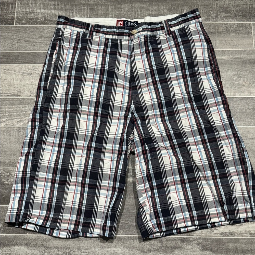 Chaps Men's Checkered Shorts - Black, White, Red